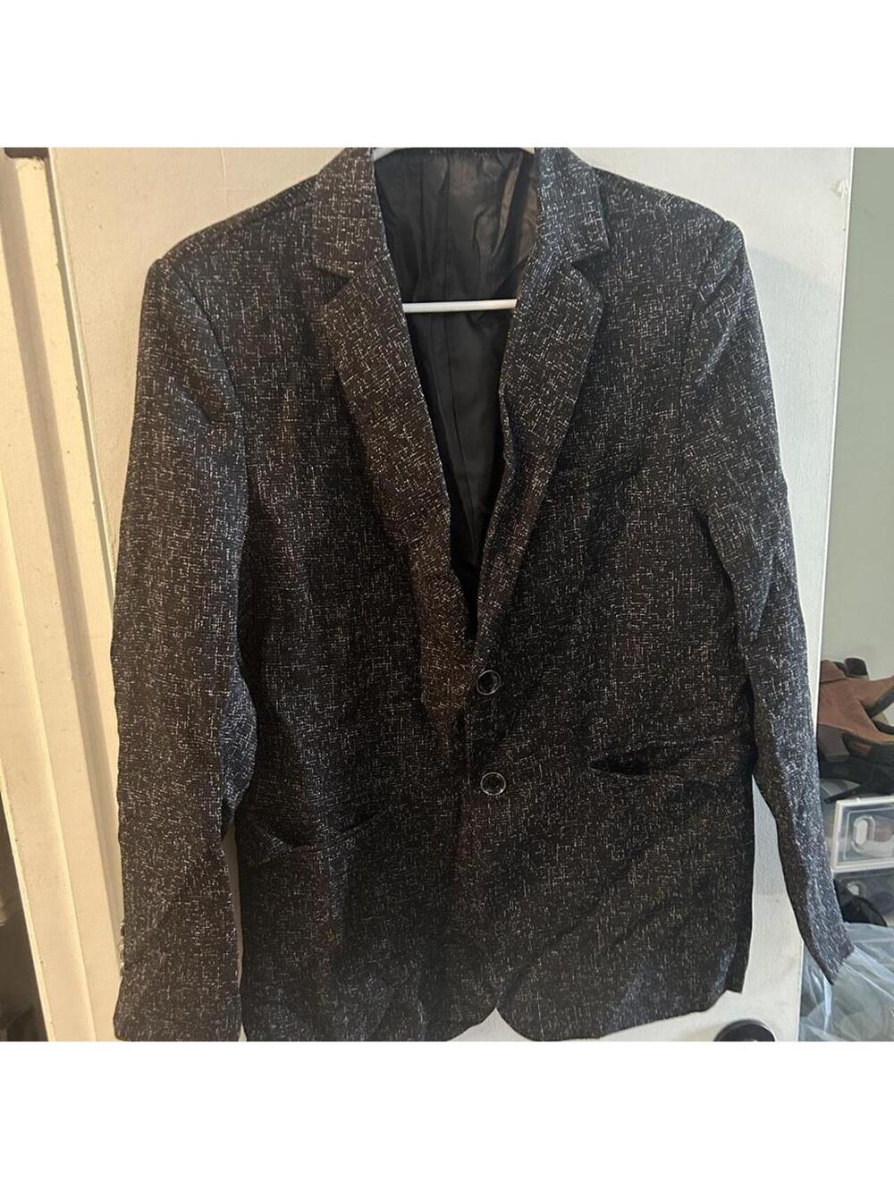 Brand new Black & gray tweed blazer with subtle speckled texture size S